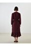 Burgundy Turtleneck Textured Dress - 4