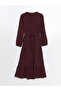 Burgundy Turtleneck Textured Dress - 5