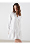 A-Line Mini Dress with Peep Collar Embroidery - 2