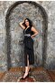 Women's Imported Fabric Stone Embroidered Shawl Detailed Slit Lined Special Design Maxi Dress - 5