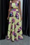 Yellow Patterned Crop Blouse Skirt Set - 7