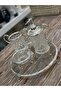 Esterhomedecor 4 Piece Imported Glass Bathroom Set with Tray Soap Dish Liquid Soap Dispenser Set Silver - 5