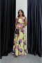 Yellow Patterned Crop Blouse Skirt Set