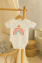 Baby Bodysuit - Organic Cotton Jumpsuit with Crown and Rainbow Pattern