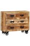 Sideboard with 3 Drawers 80x30x65 cm Solid Rough Wood Mango - 7