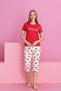 Women's Hearted Dream Printed Capri Short Sleeve Viscose Pajama Set