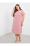 Plus Slogan Print Ruffle Sleeve Sleep T-Shirt Dress - 2