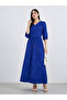 Blue Self-Design 3/4 Sleeves Maxi Dress - 2