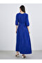 Blue Self-Design 3/4 Sleeves Maxi Dress - 5