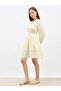 Schiffli Detail V-Neck A-Line Mini Dress - 3