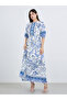 All-Over Print Maxi Dress with Button Front - 2