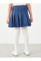 Girls Navy Blue Pleated Skirt with Elastic Waist - 4