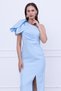 Atlas Fabric Shoulder Organza Detail Pencil Dress - Baby Blue - 3