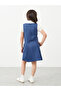 Girls Navy Blue Pinafore Dress with Side Pocket - 4