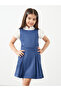 Girls Navy Blue Pinafore Dress with Side Pocket - 2