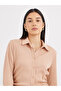 Women Beige Ribbed Fitted Longline Shirt - 3