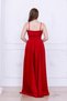 Satin Fabric Strap Evening Dress - RED - 7