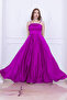 Satin Fabric Strap Evening Dress - Fuchia - 3