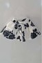 Girl's Puffy White Skirt with Cuffs on the Waist and Side Zipper with Rose Print on Top - 2