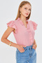 Women's Powder Collar and Ruffled Sleeves Blouse Arm-25Y001063 - 3