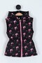 Black Color Printed Waist Elasticated Hooded Girls' down Vest