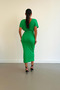Light Green Scuba Fabric Stone-Detail Belted Evening Dress - 2