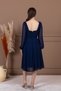 Chiffon Floral Detailed Midi Dress - Dark Blue - 5