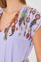 Women's Lilac V-Neck Printed Blouse Arm-25Y001086 - 2