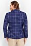 Men Slim Fit Linen Windowpane Formal Blazer, Blue - 4