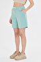 Plus Size Women's Cotton Shorts Green 7002-Y - 2