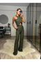 Edna Khaki Bamboo Linen Asymmetrical Blouse Pants Set - 2