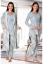Women's Blue Plaid Long Sleeve Lace Maternity Maternity 3-Piece Pajama Set - 2