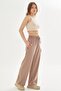 Women's Modal Fabric Comfortable Fit Wide Leg Sweatpants Brown 8101-K - 5