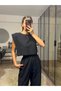 Hope Black Bamboo Linen Blouse Pants Set - 3