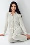 Women's Striped Front Button Pajamas Set, 50% Modal 50% Cotton Shirt Pajamas Set