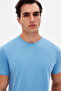 Ds Groom Slim Fit Light Indigo Crew Neck 100% Cotton Breathable T-Shirt - 3