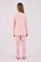 طقم بيجامة شتوية وردية اللون بياقة دائرية وطباعة ملونة للبنات RP3703-C-V2 - 6