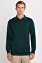 Men's Slim Fit Slim Fit Long Sleeve Polo Neck Striped Green Sweater - 4