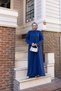 Women's Stone Detailed Pocket Comfortable Fit Blue Dress - 4