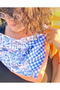 Hisset Retro Checkered Satin Scarf - 2