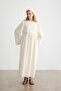 NATURAL EMBROIDERY DETAIL COTTON LINEN DRESS - 5