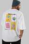 Travel Club Back Printed White Oversize T-Shirt Men's Women's 100% Cotton Crew Neck T-Shirt - 7