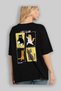 Cat Club Back Printed Black Oversize T-Shirt Men's Women's 100% Cotton Crew Neck T-Shirt - 4