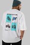 Motorcycle Club Back Printed White Oversize T-Shirt Men's Women's 100% Cotton Crew Neck T-Shirt - 7