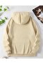 Hibiscus Printed Hooded Pocket Cotton Beige Sweatshirt - 2