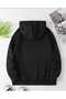 Hibiscus Printed Hooded Pocket Cotton Black Sweatshirt - 2