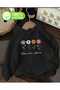 Bloom Flower Printed Hooded Pocket Cotton Black Sweatshirt