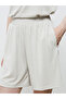 Beige Elastic Waist Modal Blend Women's Shorts - 3