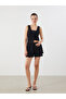 Two Mt Shop Quality Lcw Vision Black Women's Shorts with Elastic Waist and Lace