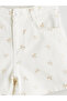 Ecru Bow Printed Girl's Jean Shorts - 3